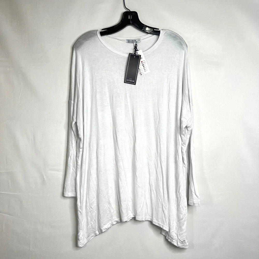 Cotton On White Long Sleeve Top‎ Mens Size S Essi 2 L/S Viscose Blend Casual - Picture 2 of 12